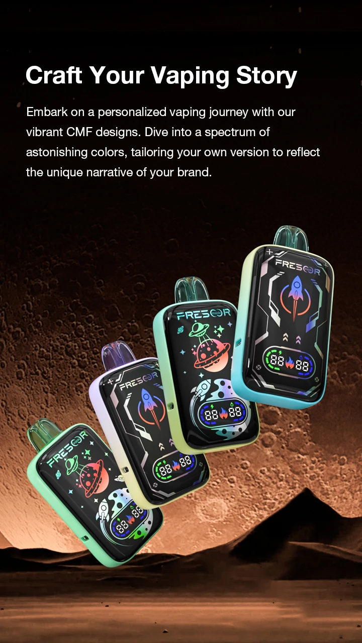 Craft Your Vaping Story  Embark on a personalized vaping journey with our vibrant CMF designs. Dive into a spectrum of astonishing colors, tailoring your own version to reflect the unique narrative of your brand.