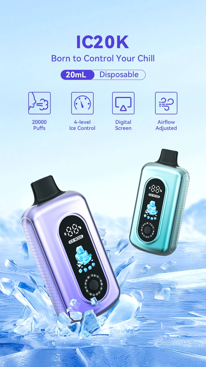 IC20K  Born to Control Your Chill 20mL Disposable Vape 20,000 Puffs 4-level Ice Control Digital Screen Airflow Adjustable