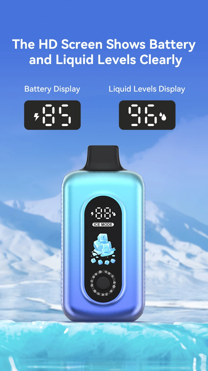 The HD Screen Shows Battery and Liquid Levels Clearly Battery Display Liquid Levels Display
