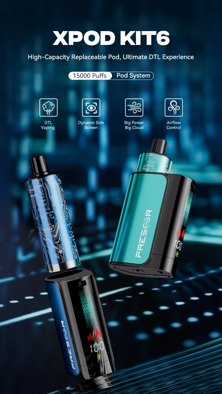 XPOD KIT6 High-Capacity Replaceable Pod, Ultimate DTL Experience  15000 Puffs Pod System  DTL Vaping Dynamic Side Screen Big Power Big Cloud Airflow Control