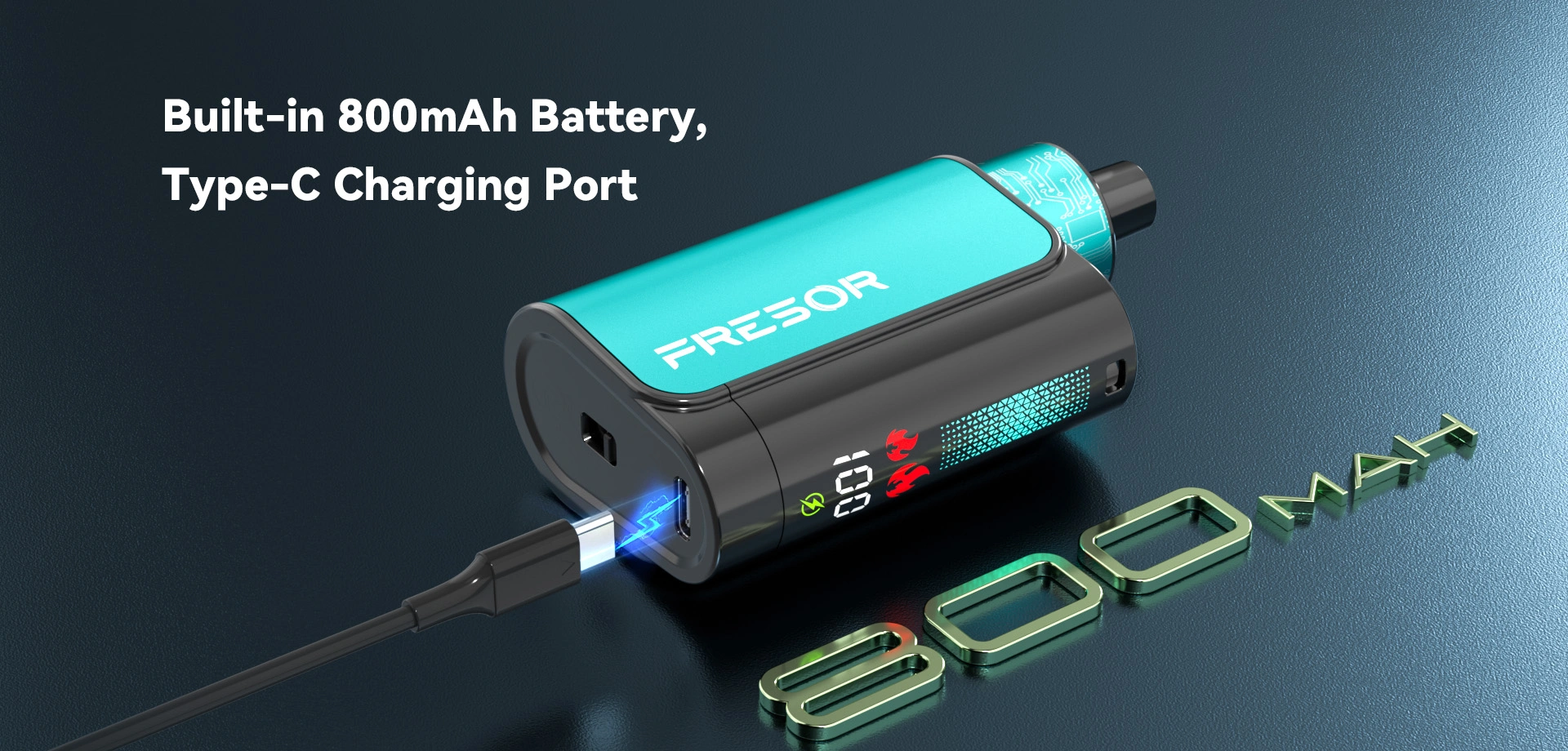 Built-in 800mAh Battery, Type-C Charging Port